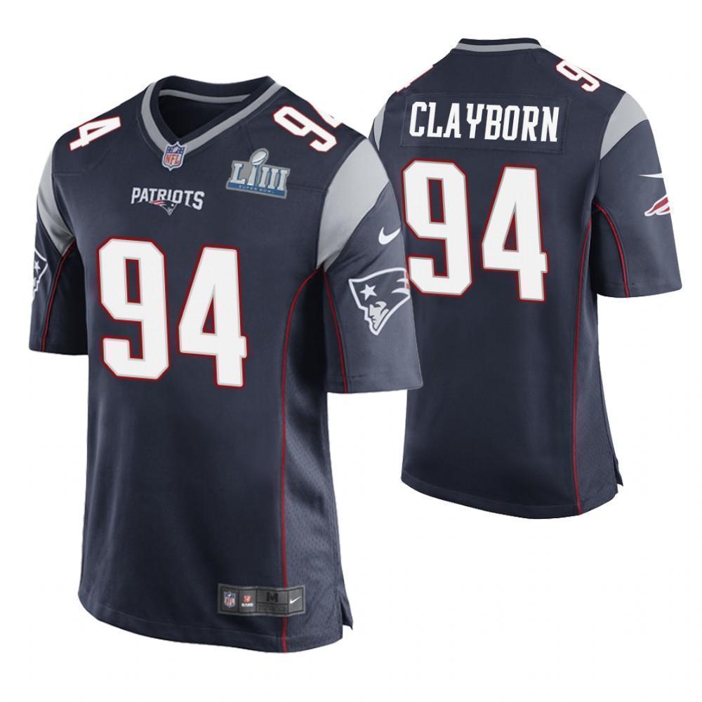 Adrian Clayborn New England Patriots Super Bowl LIII Game Jersey 2019